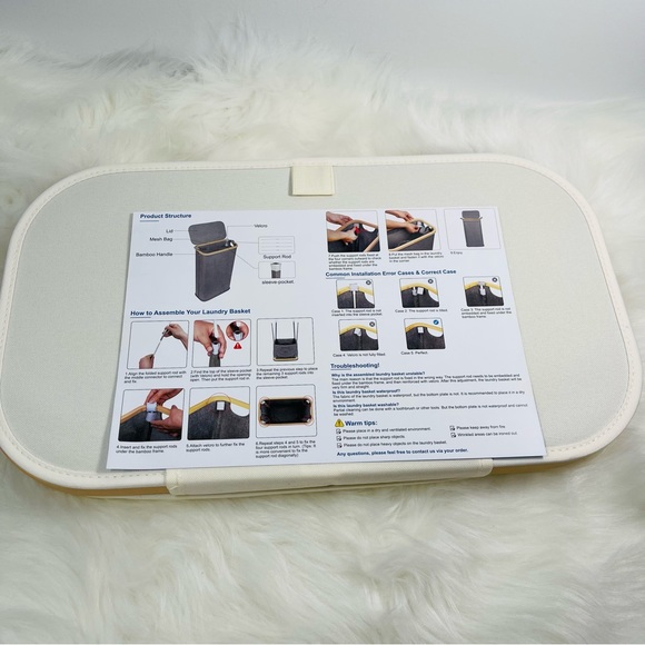 🔥🔥Hot Pick New Slim Laundry Hamper with Lid, with Removable Bag  63L /Beige - Picture 8 of 12